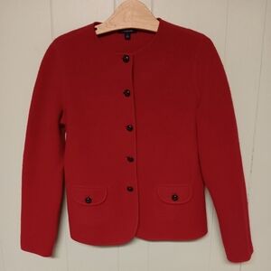 WOMENS Lands End 100% wool blazer jacket lightweight womens sz 10 RED